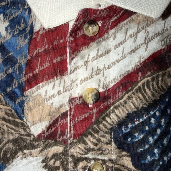 Cotton Traders America Polo Shirt USA Patriotic Eagle Flag Mens Large Sport - Picture 5 of 12